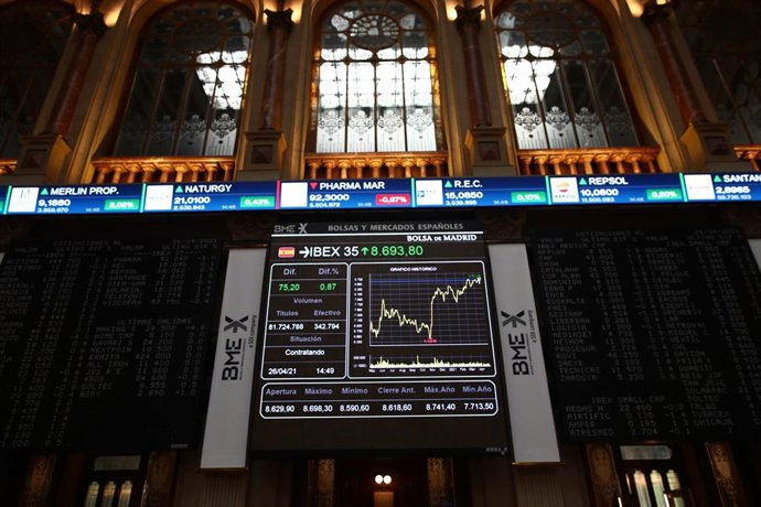 Valores del Ibex 35 en la Bolsa de Madrid.
