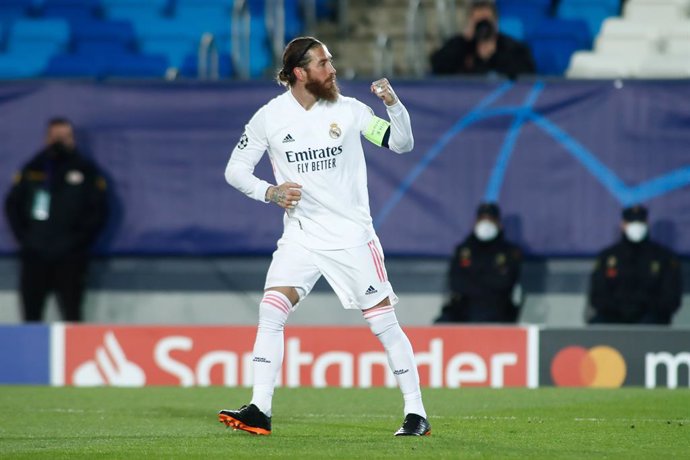 Archivo - Sergio Ramos of Real Madrid celebrates a goal during the UEFA Champions League, Round of 16, football match played between Real Madrid and Atalanta de Bergamo at Alfredo di Stefano on March 16, 2021, in Valdebebas, Madrid, Spain.