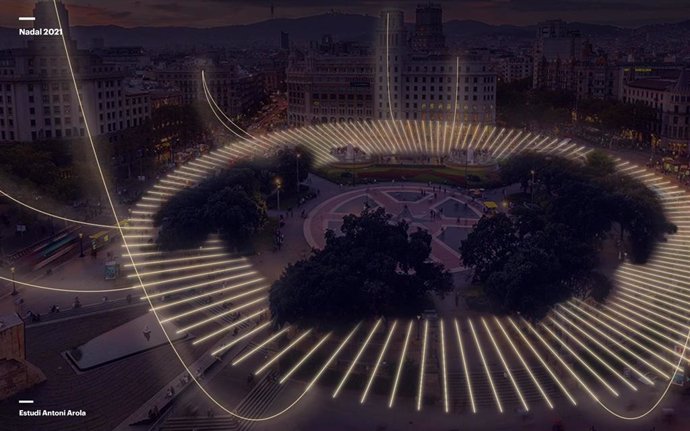 El nuevo diseño de las luces de Navidad que lucirá la plaza Catalunya este 2021.