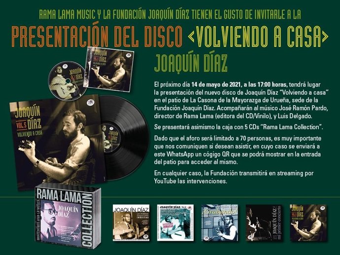 Cartel del acto de presentación del nuevo disco de Joaquín Díaz.
