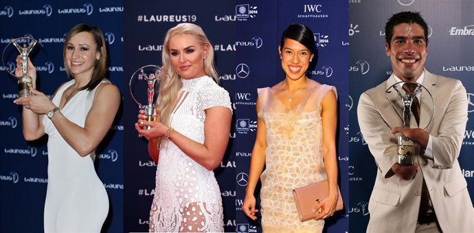 De izda a dcha: Jessica Ennis-Hill, Lindsey Vonn, Nicol David y Daniel Dias