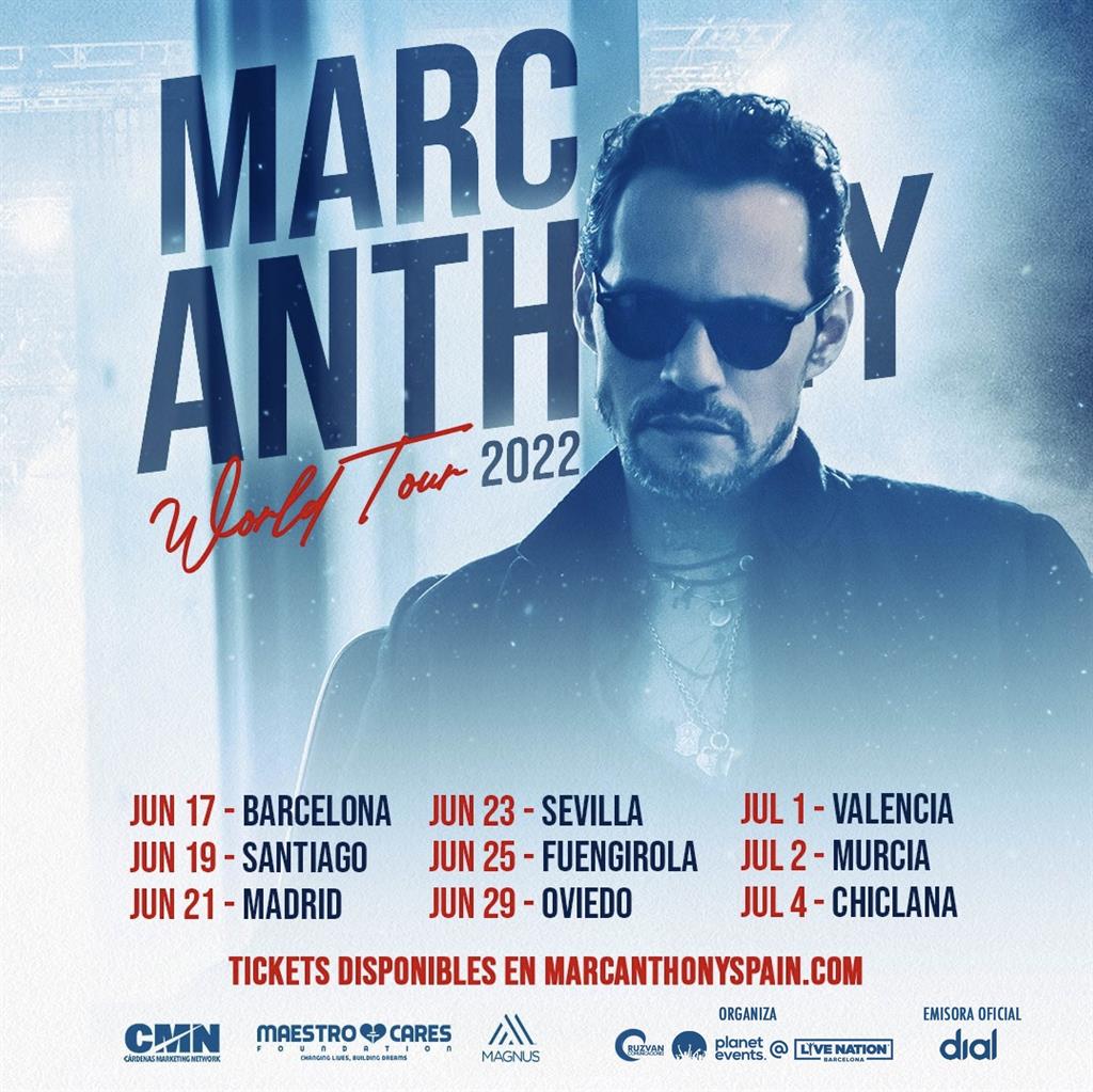 Marc Anthony reprograma els seus concerts a Espanya a 2022, l'1 de juliol a València