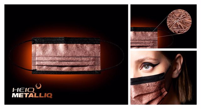 HeiQ MetalliQ Type IIR surgical mask with an antiviral copper coated surface that deactivates 97.79% SARS-CoV-2 in five minutes. (image from HeiQ)