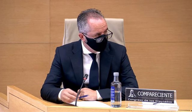 El comisario Andrés Gómez Gordo durante su comparecencia en la comisión 'Kitchen' del Congreso de los Diputados