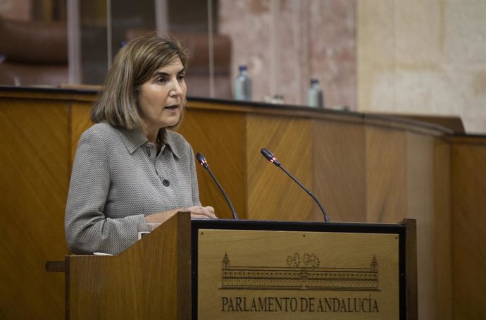 Imagen de archivo de la consejera de Empleo y Trabajo Autónomo, Rocío Blanco, en el Pleno del Parlamento de Andalucía. 