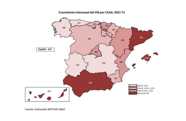 Mapa con las estimaciones de la AIReF