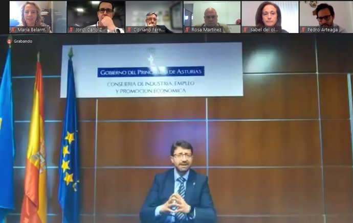 El consejero de Industria, Promoción Económica y Empleo, Enrique Fernández, en la presentación telemática del Plan Moves III.