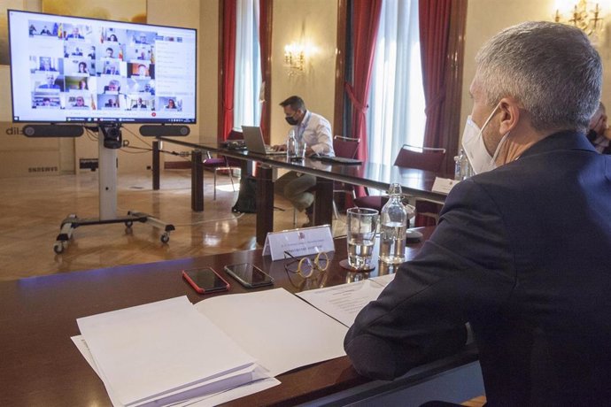 El ministro del Interior, Fernando Grande-Marlaska, celebra una jornada telemática con los agregados en los 136 países con presencia policial española