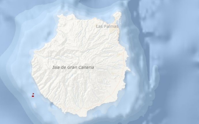 Mapa de la isla de Gran Canaria en el que se indica en qué posición se encontraba el velero rescatado