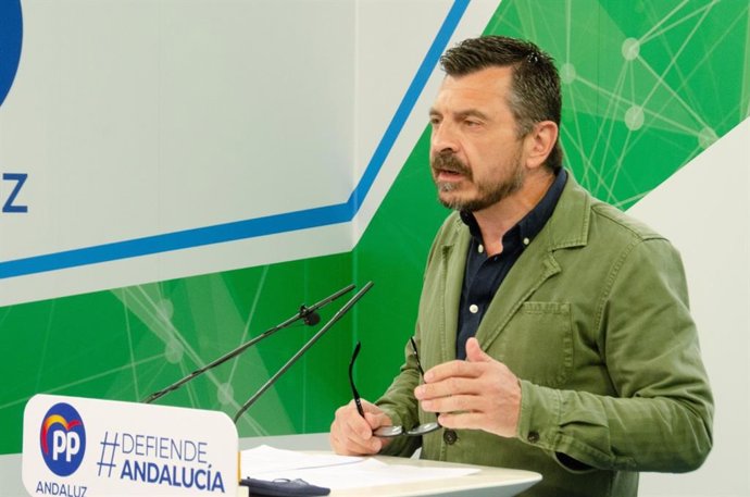 El vicesecretario general del PP-A, Toni Martín, en rueda de prensa.