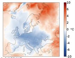 Anomalía de temperatura en Europa en abril de 2021