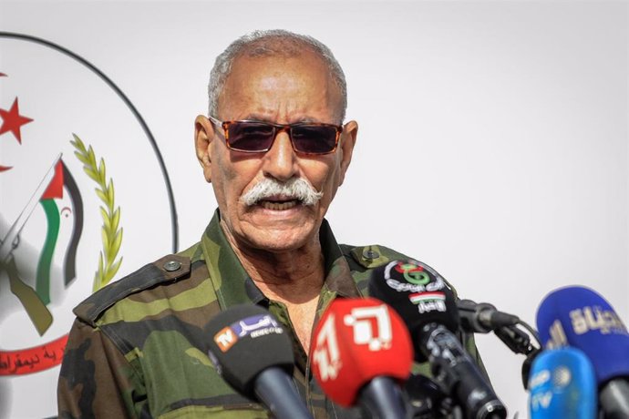 Archivo - President Brahim Ghali speaks during a military parade marking the 45th anniversary of the declaration of the Sahrawi Arab Democratic Republic (SADR). Ghali has been hospitalized in Spain for treatment of COVID-19.