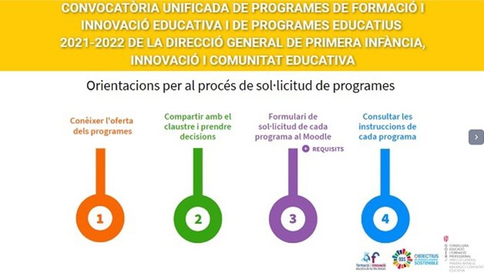 Convocatoria unificada de programas de formación e innovación educativa, y de los programas educativos para el curso 2021-2022.