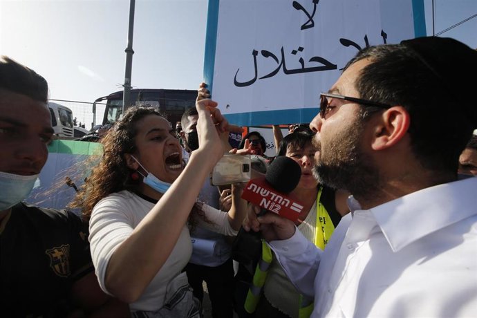 Protesta en Jerusalén Este contra los desahucios de familias palestinas en el barrio de Sheij Jarrá