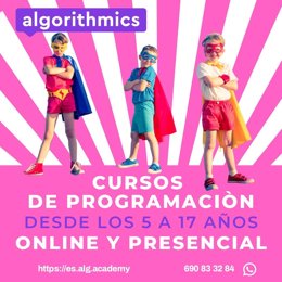 Imagen promocional de los cursos de programación para niños y adolescentes