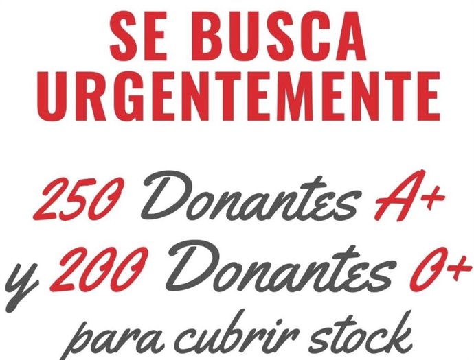 Cartel de llamamiento a donantes.