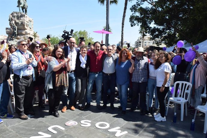 Pablo Iglesias, en un acto de campaña electoral en la plaza de España de Palma. Archivo.