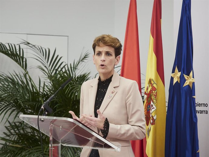 Archivo - La presidenta del Gobierno de Navarra, María Chivite