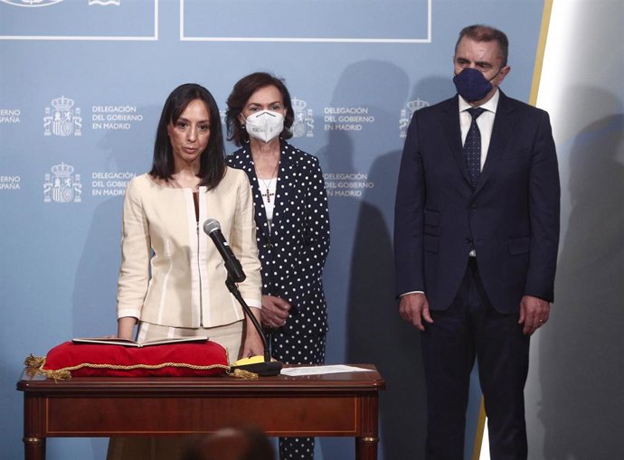 Archivo - La nueva delegada del Gobierno en la Comunidad de Madrid, Mercedes González, interviene durante la toma de posesión para dicho cargo, en la sede de la Delegación del Gobierno, Madrid, (España), a 31 de marzo de 2021. Durante el acto se produci