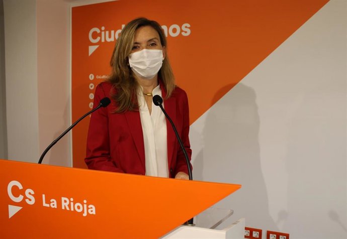 La diputada de Cs Belinda León, en comparecencia de prensa