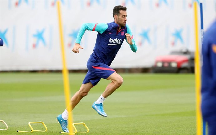El jugador del FC Barcelona Sergio Busquets en un entrenamiento