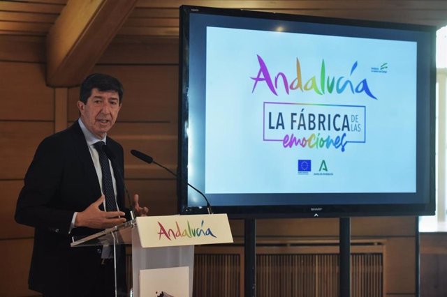 Presentación de la presencia de Andalucía en Fitur por parte del vicepresidente de la Junta de Andalucía y consejero de Turismo, Regeneración, Justicia y Administración Local, Juan Marín.