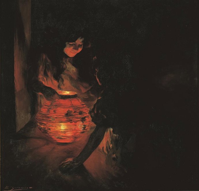 LLUÍS GRANER Niñas a la luz de un farol c. 1899 Colección Carmen Thyssen-Bornemisza