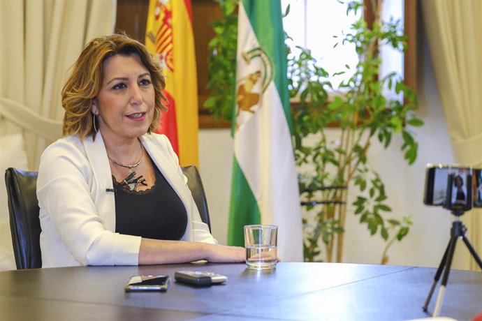 La secretaria general del PSOE de Andalucía, Susana Díaz, en una imagen de la entrevista con diario Sur. (Foto de archivo).