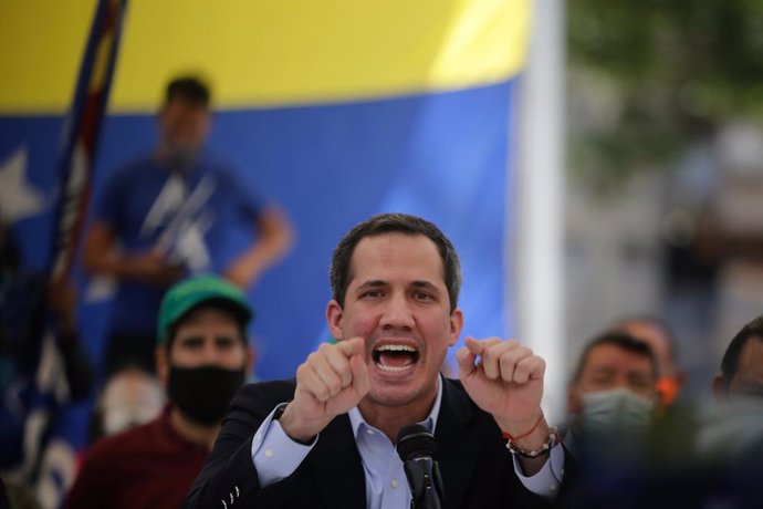 Archivo - 03 March 2021, Venezuela, Caracas: Venezuelan opposition leader Juan Guaido speaks during a press conference. Photo: Jesus Vargas/dpa