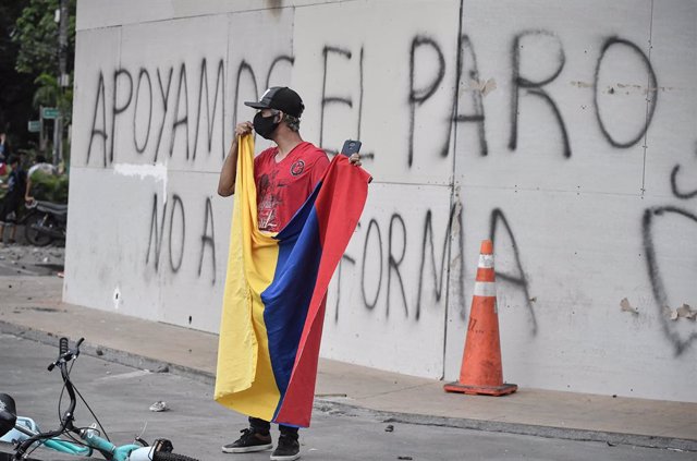 Manifestante en Cali, Colombia