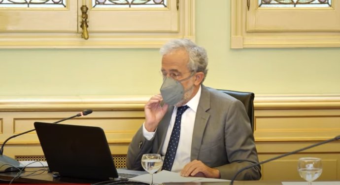 Archivo - El presidente del TSJIB, Carlos Gómez, durante su comparecencia.