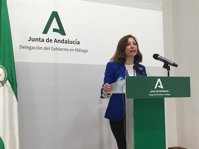 Patricia Navarro, delegada del Gobierno andaluz en Málaga, en rueda de prensa en ua imagen de archivo