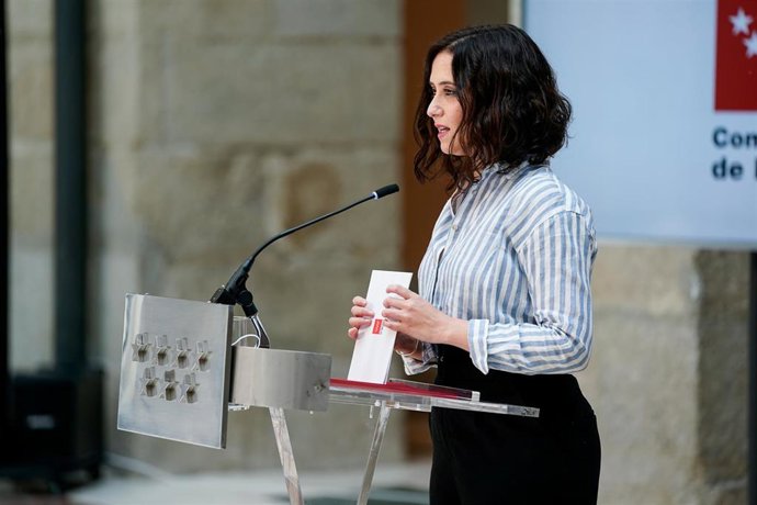 La presidenta de la Comunidad de Madrid, Isabel Díaz Ayuso, durante la rueda de prensa posterior a la reunión del Consejo de Gobierno