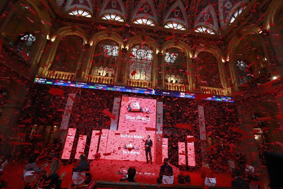 Acto de salida a Bolsa de Línea Directa, a 29 de abril de 2021 en el Palacio de la Bolsa de Madrid (España)