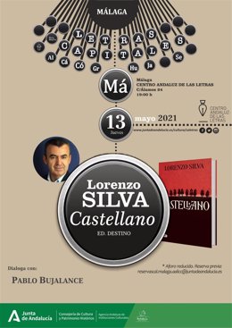 Cartel de la presentación en Málaga de la nueva novela de Lorenzo Silva