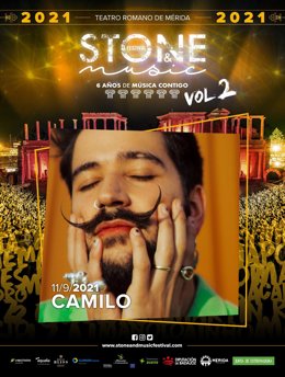 Cartel promocional del Stone&Music de la actuación de Camilo.