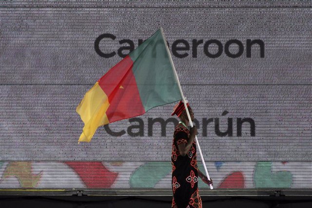 Archivo - Imagen de archivo de la bandera de Camerún.