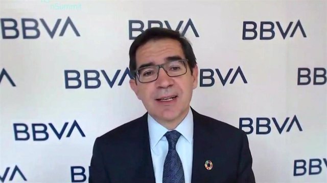 El presidente de BBVA, Carlos Torres, durante la inauguración del EduFin Summit 2021