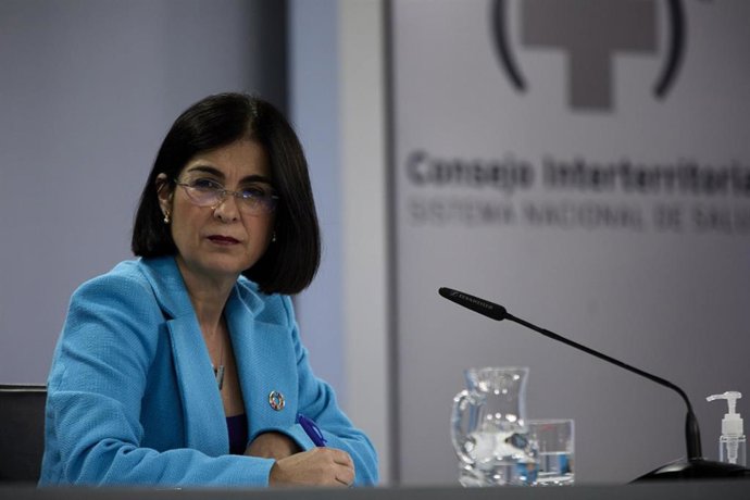 La ministra de Sanidad, Carolina Darias comparece en una rueda de prensa posterior a la reunión del Consejo Interterritorial del Sistema Nacional de Salud (CISNS) en el Complejo de la Moncloa, a 12 de mayo de 2021, en Madrid (España). La incidencia acum