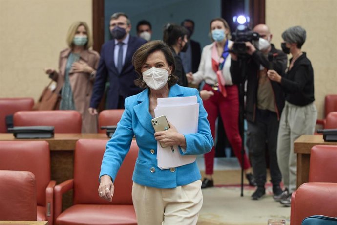 La vicepresidenta primera del Gobierno, Carmen Calvo, en el Congreso