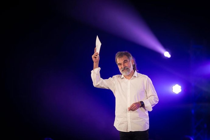 El presidente de mnium Cultural, Jordi Cuixart, en un acto de la entidad en L'Hospitalet