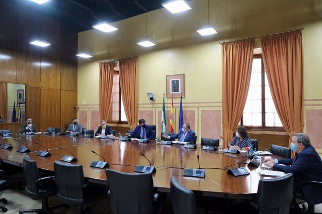Reunión del vicepresidente de la Junta, Juan Marín, y el consejero de Presidencia, Elías Bendodo, con la FAMP y alcaldes