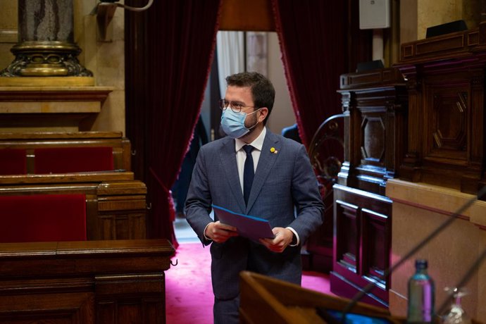 Archivo - Arxivo - El vicepresident de la Generalitat en funcions, Pere Aragons, durant la Diputació Permanent del Parlament al febrer.