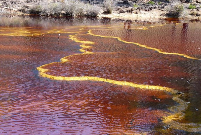 Vista General Del Tintillo Donde Se Observa Los Estromatolitos De Hierro Ya Formados En El Cauce Del Río.