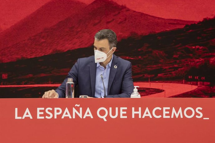 El presidente del Gobierno, Pedro Sánchez durante la Comisión Ejecutiva Federal del PSOE, a 6 de mayo de 2021, en Madrid (España).