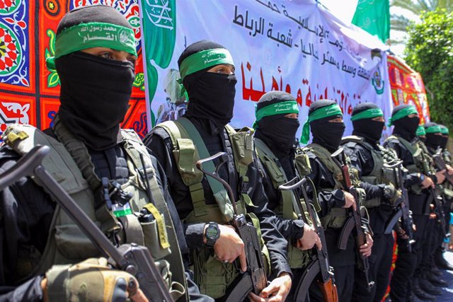 Miembros de las Brigadas Ezeldín al Qasam, brazo armado de Hamás, en la Franja de Gaza