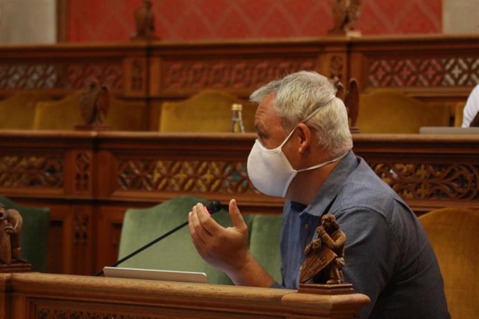 El conseller de Desarrollo Local y Promoción Económica del Consell de Mallorca, Jaume Alzamora, durante el pleno de la institución insular.