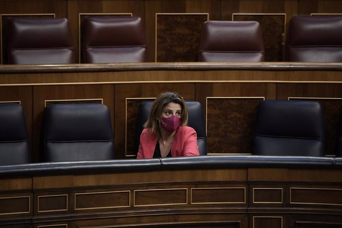 La vicepresidenta y ministra para la Transición Ecológica y el Reto Demográfico, Teresa Ribera, en una sesión plenaria en el Congreso de los Diputados, a 13 de mayo de 2021, en Madrid, (España). El pleno estará marcado, entre otras cuestiones, por el de