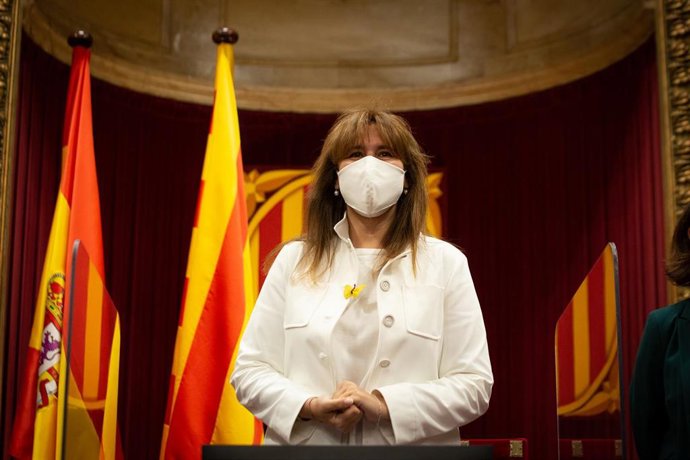 La presidenta del Parlament, Laura Borrs, durante el pleno del 13 de mayo de 2021.