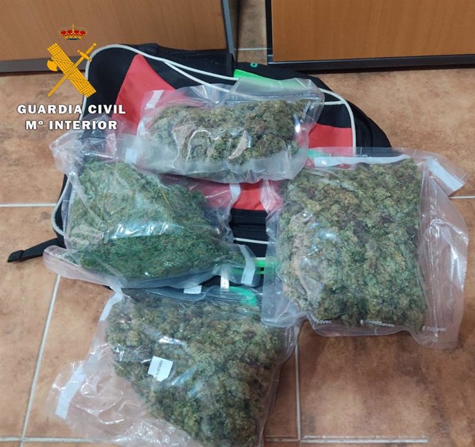 Marihuana aprehendida por la Guardia Civil a tres personas acusadas de un delito contra la salud pública